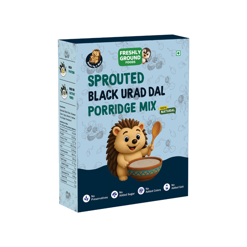 Sprouted Black Urad Dal Porridge Mix (Karuppu Ulundhu Kanji, 7+ Months) – Calcium & Protein Rich for Bones and Digestion