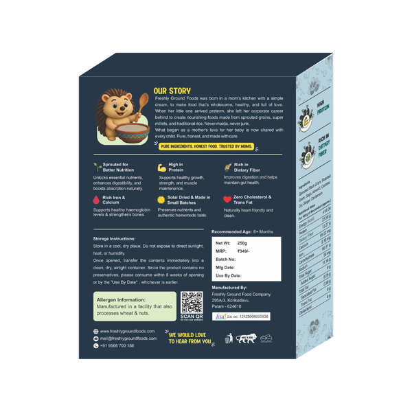 SPROUTED BLACK URAD DAL PORRIDGE MIX / SPROUTED KARUPU ULUNTHAM KANJI MIX  [7+ Months]