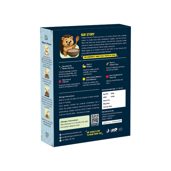 Sprouted Black Urad Dal Porridge Mix (7+ Months) | Sprouted Karuppu Ulunthu Kanji Mix | Calcium & Protein Rich Baby Food | Supports Strong Bones, Immunity & Digestion