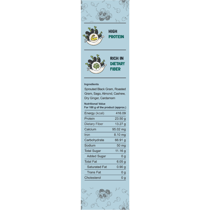 Sprouted Black Urad Dal Porridge Mix (Karuppu Ulundhu Kanji, 7+ Months) – Calcium & Protein Rich for Bones and Digestion