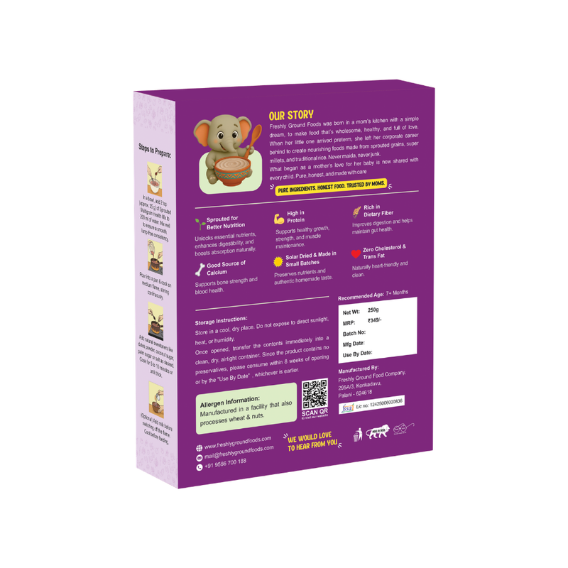 Sprouted Sathu Maavu (7+ Months) – Protein, Fiber & Calcium Rich Health Mix with 10 Sprouted Ingredients