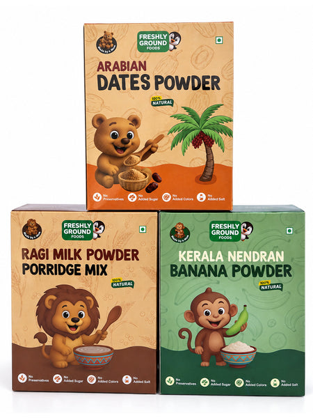 Baby Nutrition Starter Combo - Stage 1 (Raagi Paal, Nendran Banana & Dates Powder)