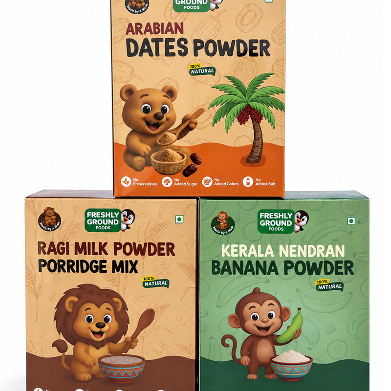 Baby Nutrition Starter Combo - Stage 1 (Raagi Paal, Nendran Banana & Dates Powder)
