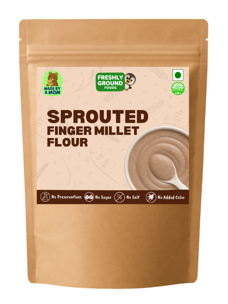 Sprouted Finger Millet Flour (Ragi, 7+ Months) – Calcium, Iron & Fiber Rich for Strong Bones and Easy Digestion