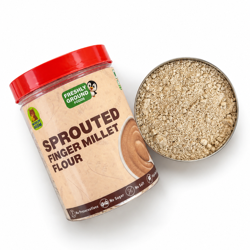 Sprouted Finger Millet Flour (Ragi, 7+ Months) – Calcium, Iron & Fiber Rich for Strong Bones and Easy Digestion