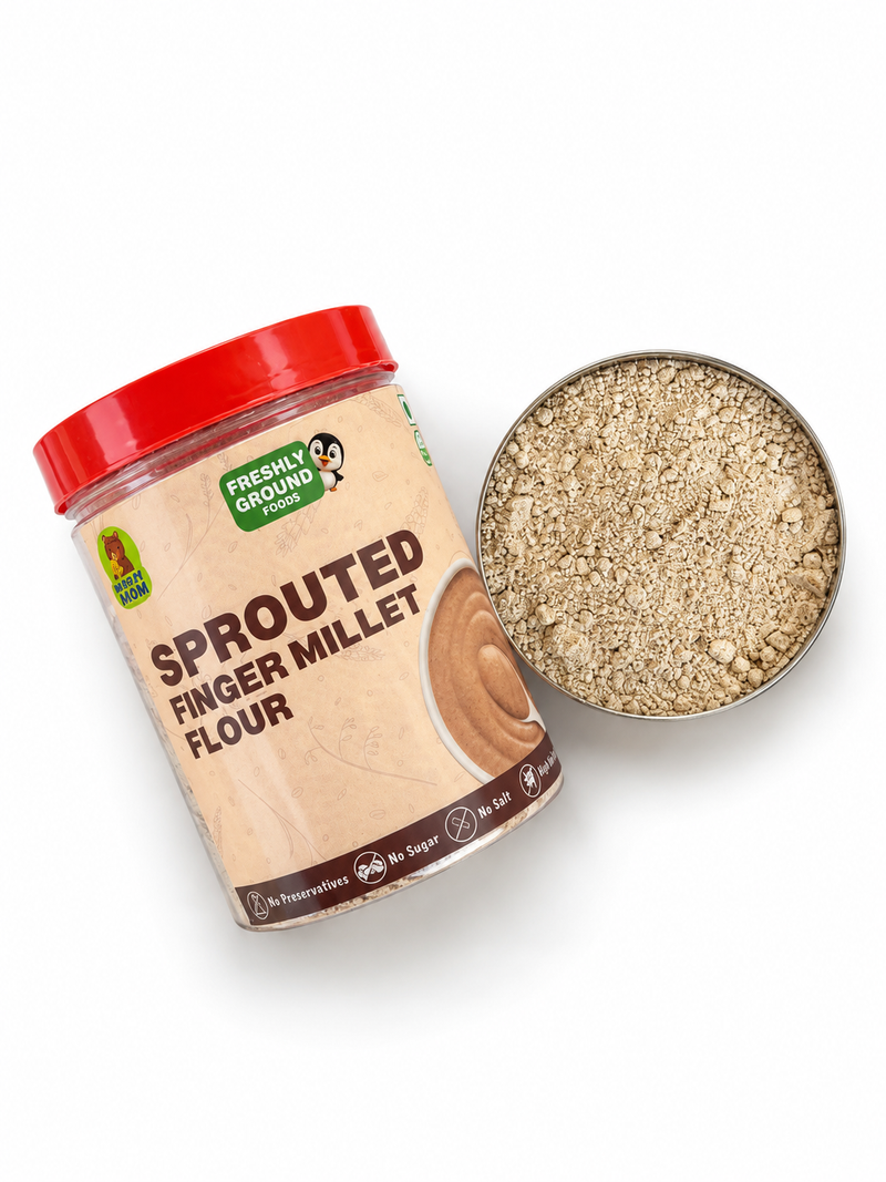 Sprouted Finger Millet Flour (Ragi, 7+ Months) – Calcium, Iron & Fiber Rich for Strong Bones and Easy Digestion