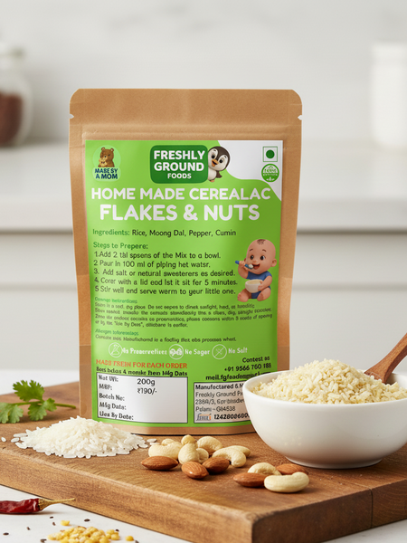 Red Rice Flakes & Nuts Cereal (6+ Months) – Iron & Energy Rich for Healthy Growth