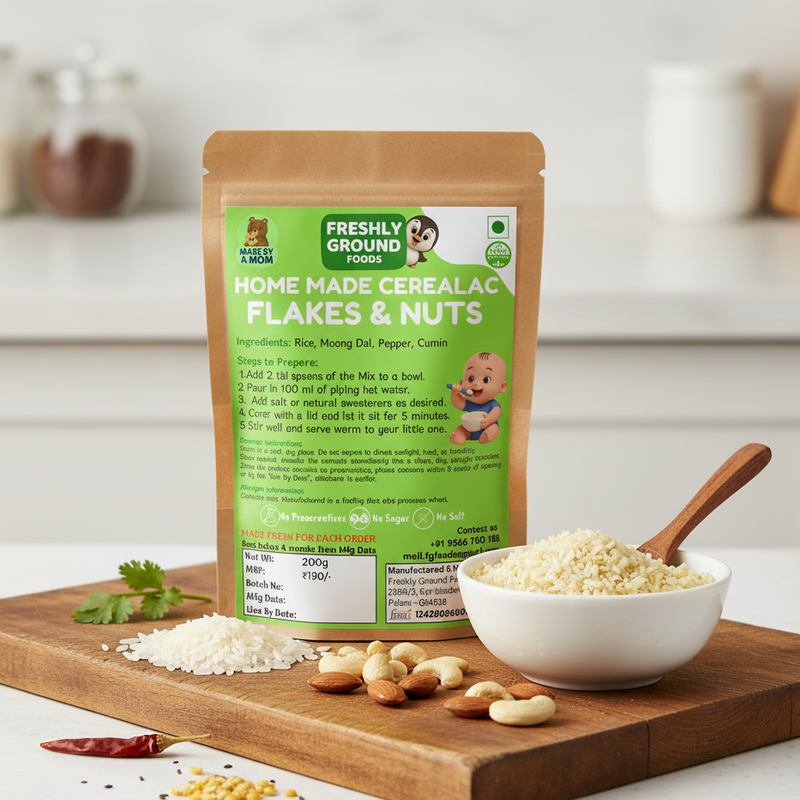 Red Rice Flakes & Nuts Cereal (6+ Months) – Iron & Energy Rich for Healthy Growth