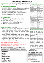 Sprouted Finger Millet Flour (Ragi, 7+ Months) – Calcium, Iron & Fiber Rich for Strong Bones and Easy Digestion