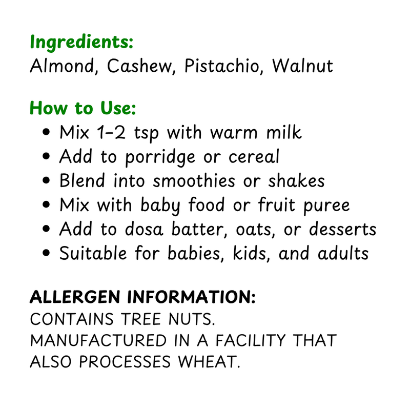Nuts Mix Powder (7+ Months) – Protein & Healthy Fats Rich for Weight Gain and Brain Development
