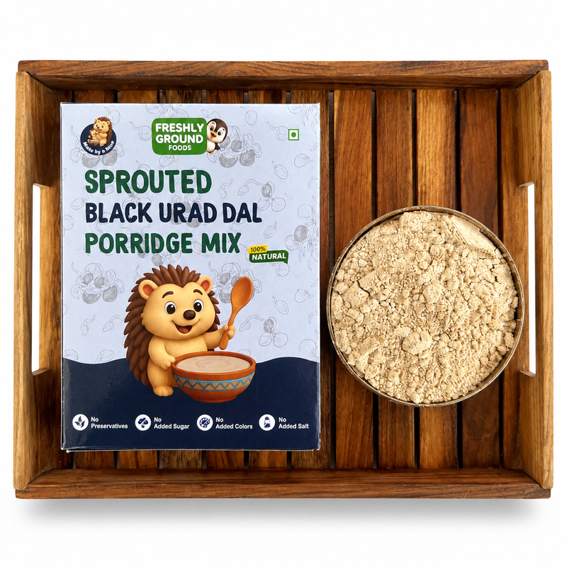 Sprouted Black Urad Dal Porridge Mix (Karuppu Ulundhu Kanji, 7+ Months) – Calcium & Protein Rich for Bones and Digestion