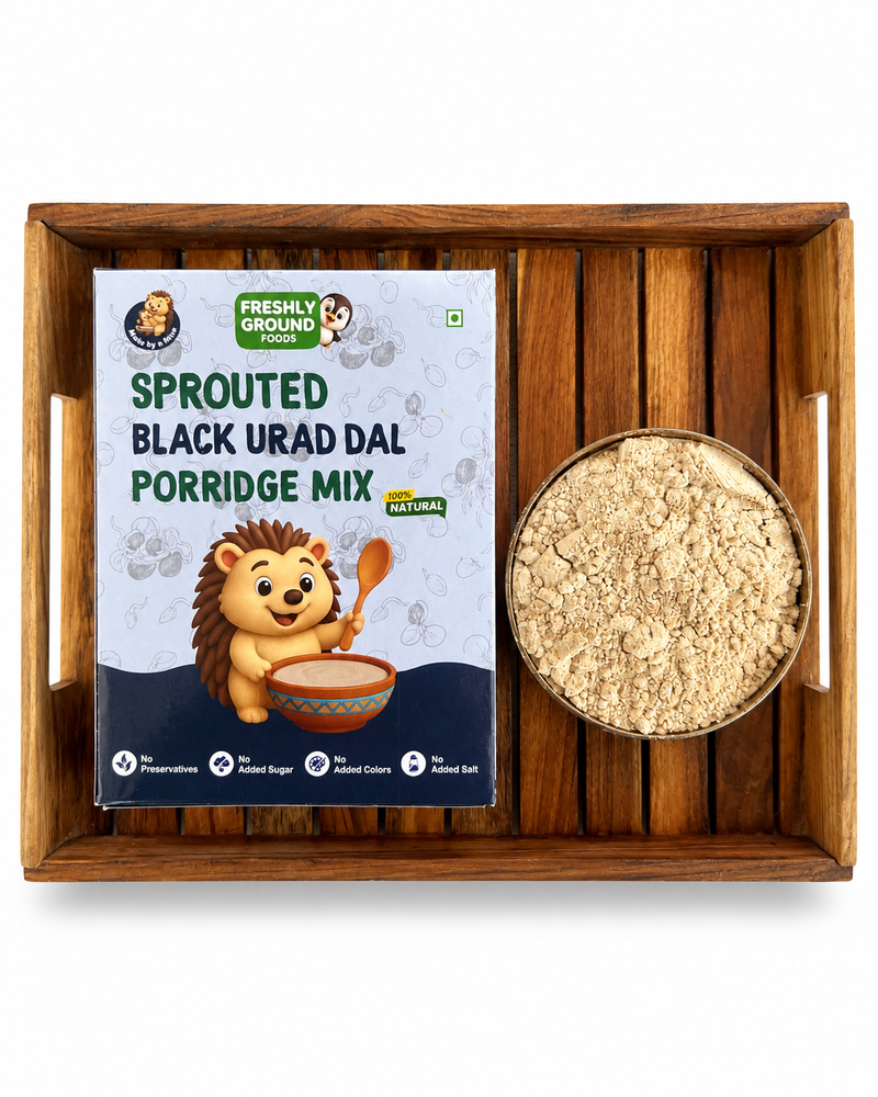 Sprouted Black Urad Dal Porridge Mix (Karuppu Ulundhu Kanji, 7+ Months) – Calcium & Protein Rich for Bones and Digestion