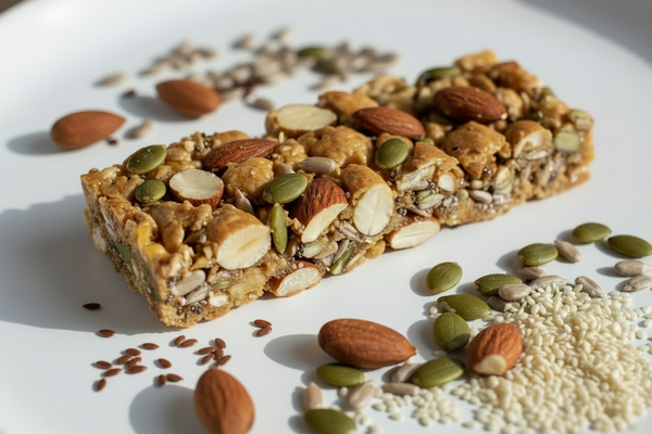 create a image for biotion bar made with seeds and nuts