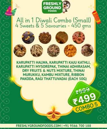 COMBO 5 - ALL IN 1 DIWALI COMBO (SMALL) - 4 SWEETS & 5 SAVOURIES [50g EACH (450g)]