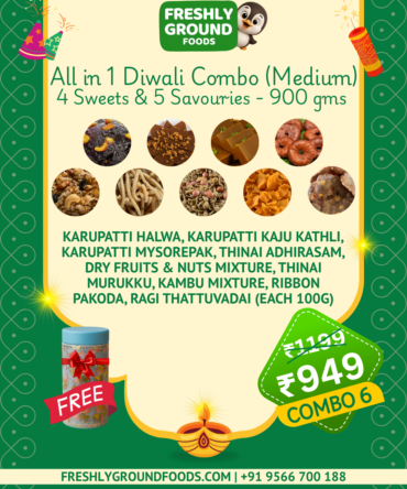 COMBO 6 - ALL IN 1 DIWALI COMBO (MEDIUM) - 4 SWEETS & 5 SAVOURIES [100g EACH (900g)]