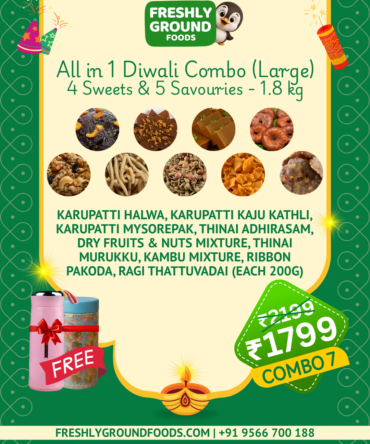 COMBO 7 - ALL IN 1 DIWALI COMBO (LARGE) - 4 SWEETS & 5 SAVOURIES [200g EACH (1.8 kg)]